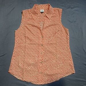 Cabi Women's Sleeveless Blossom Blouse Top Polyester Small Star Print Orange Red